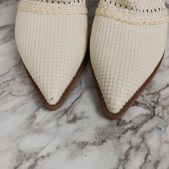 SAM EDELMAN Lillianna Slip-On Leather Heel Mules Ivory Pointed Toe women's sz.8 - Picture 4 of 11